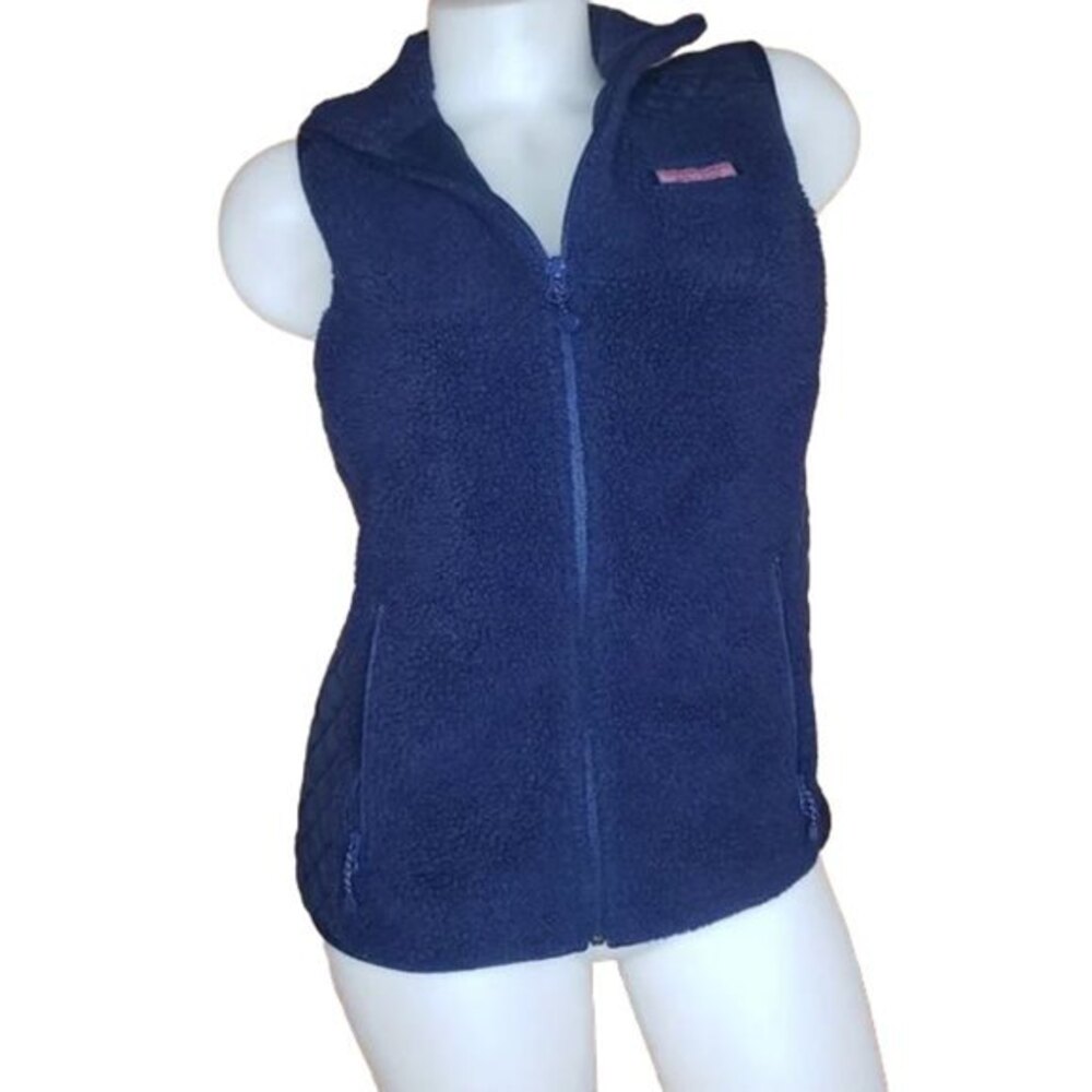 Vineyard Vines Quilted Fleece Navy Blue Vest Size XS